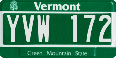 VT license plate YVW172