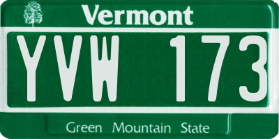 VT license plate YVW173