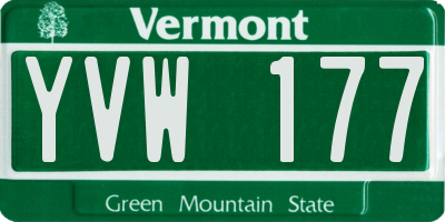 VT license plate YVW177