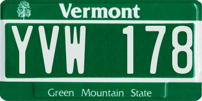 VT license plate YVW178