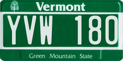 VT license plate YVW180
