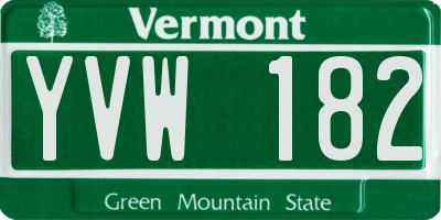 VT license plate YVW182