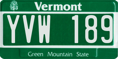VT license plate YVW189
