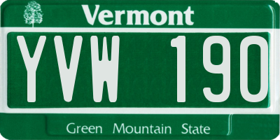 VT license plate YVW190