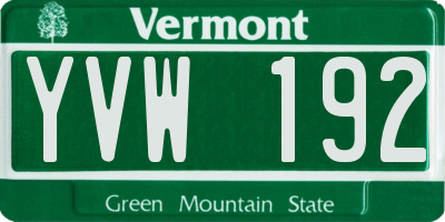 VT license plate YVW192