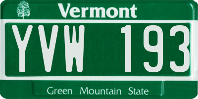 VT license plate YVW193