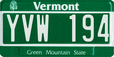 VT license plate YVW194