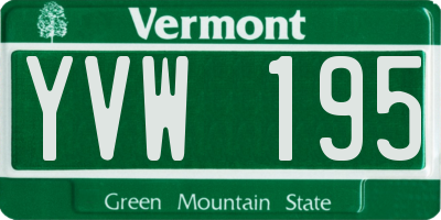 VT license plate YVW195