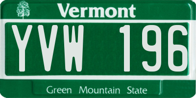 VT license plate YVW196