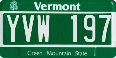 VT license plate YVW197