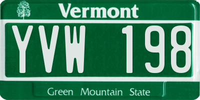 VT license plate YVW198