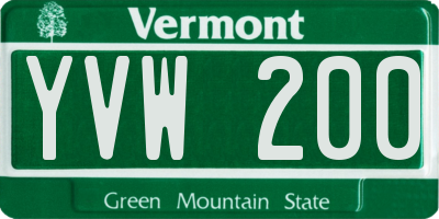 VT license plate YVW200