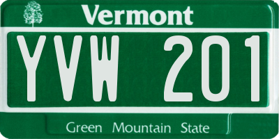 VT license plate YVW201