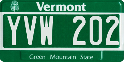 VT license plate YVW202