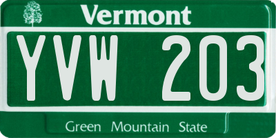 VT license plate YVW203