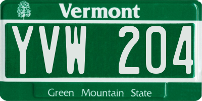 VT license plate YVW204