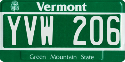 VT license plate YVW206