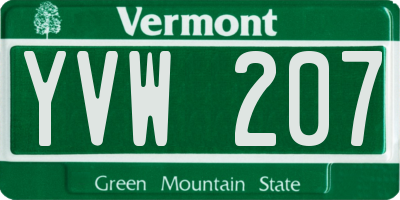VT license plate YVW207