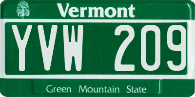 VT license plate YVW209