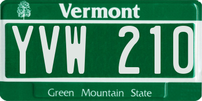 VT license plate YVW210