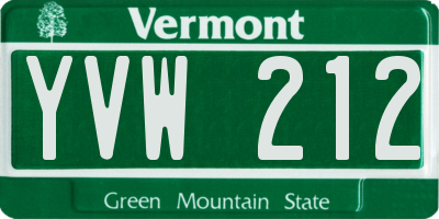 VT license plate YVW212
