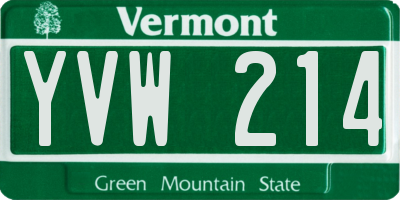 VT license plate YVW214