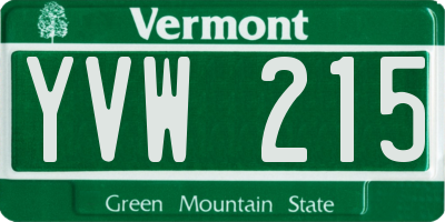 VT license plate YVW215