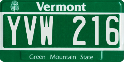 VT license plate YVW216