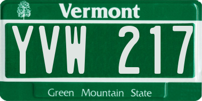 VT license plate YVW217
