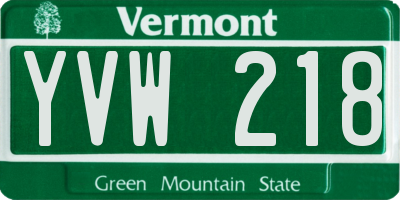 VT license plate YVW218