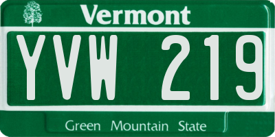VT license plate YVW219