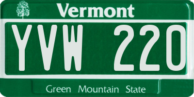 VT license plate YVW220