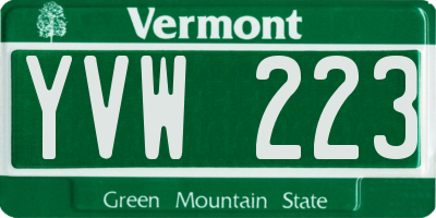 VT license plate YVW223