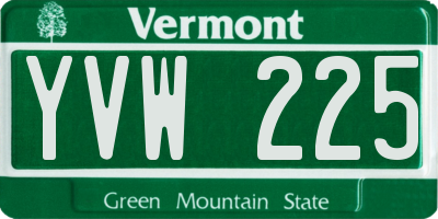 VT license plate YVW225