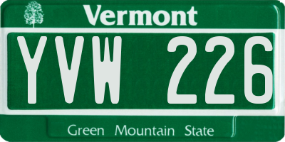 VT license plate YVW226