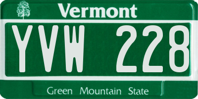 VT license plate YVW228