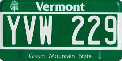VT license plate YVW229