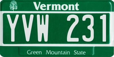 VT license plate YVW231