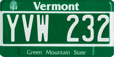 VT license plate YVW232