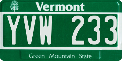 VT license plate YVW233