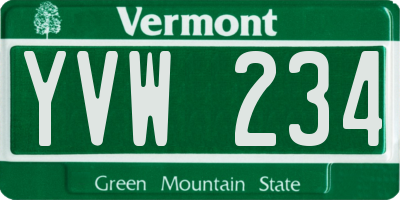 VT license plate YVW234