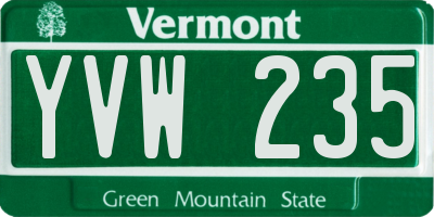 VT license plate YVW235