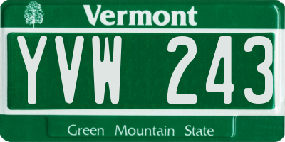 VT license plate YVW243