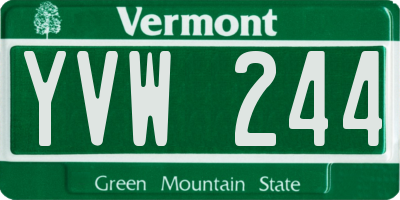 VT license plate YVW244
