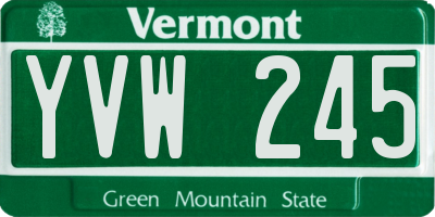 VT license plate YVW245
