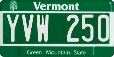 VT license plate YVW250