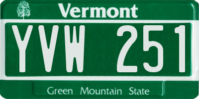 VT license plate YVW251