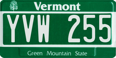 VT license plate YVW255