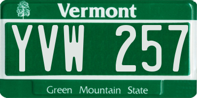 VT license plate YVW257
