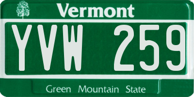 VT license plate YVW259